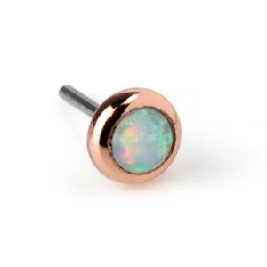 Body Gems 4mm Rose Gold with White Opal Threadless End